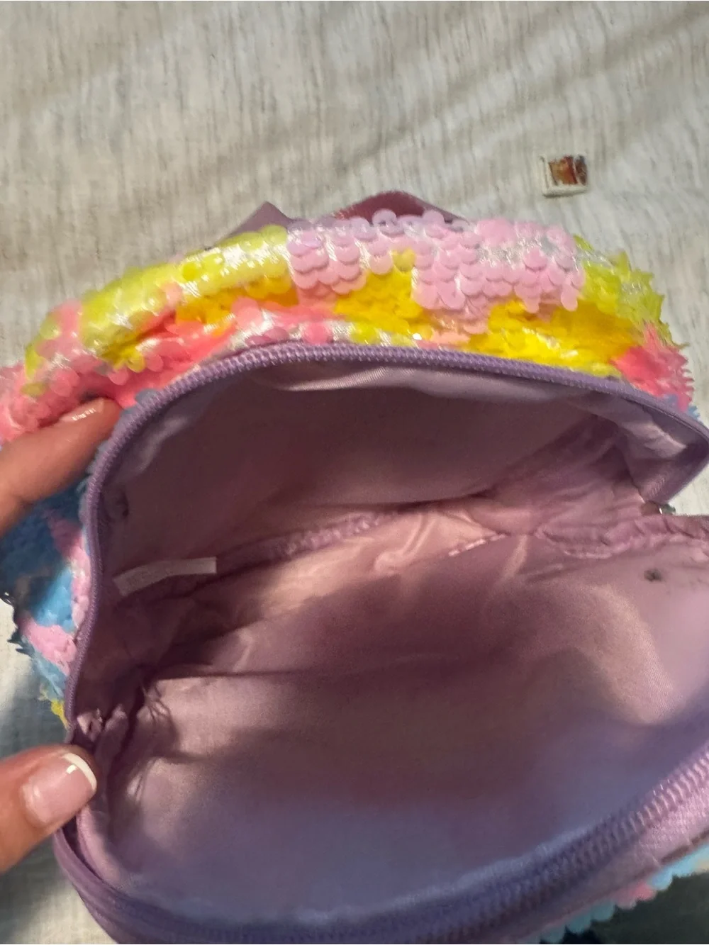 Sequin Chevron Mini Backpack - Pink, Yellow & Blue